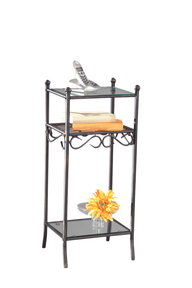 Sellette / table de tlphone en verre et acier Flor