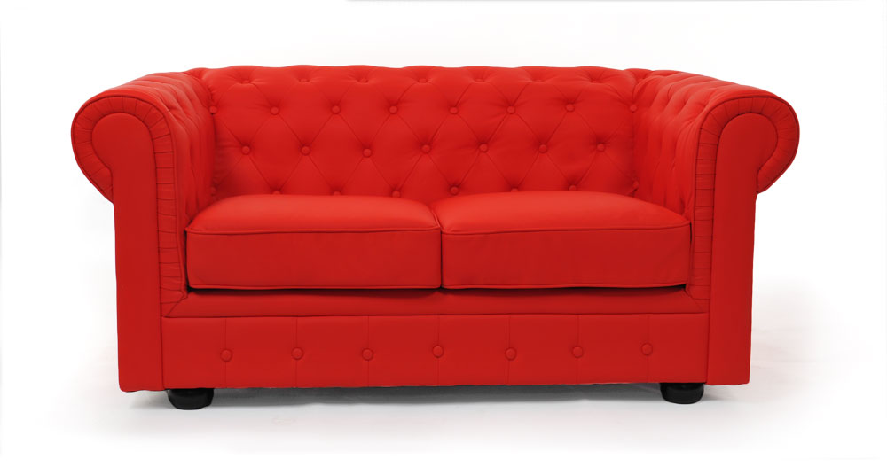Canap Chesterfield rouge 2 places design