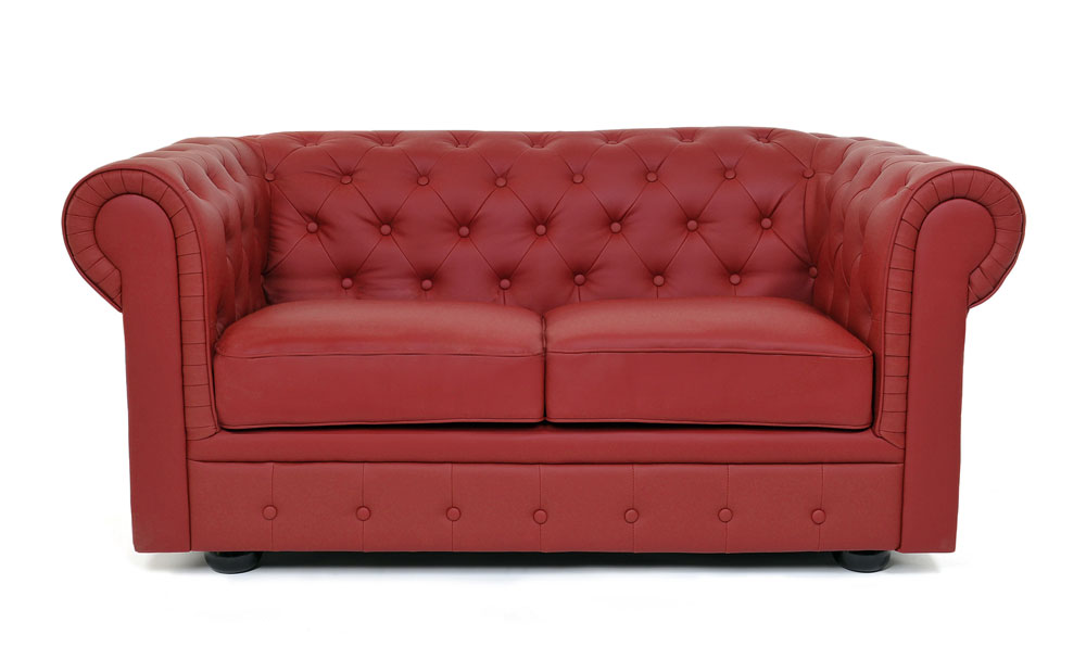 Canap Chesterfield groseille 2 places design