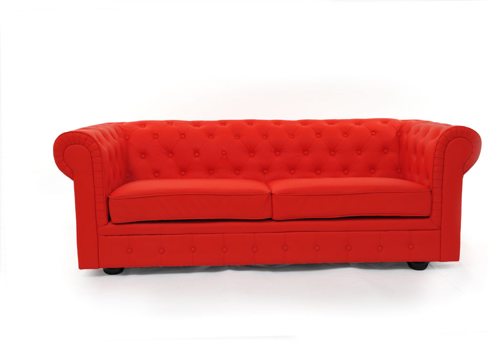Canap Chesterfield 3 places coloris rouge