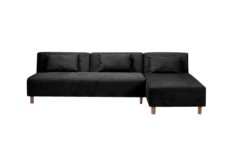 Canap d\'angle convertible noir HOUSTON en microfi