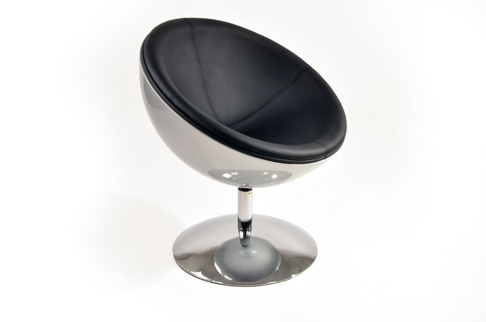 Fauteuil / chaise design rtro argent et noir Stanl