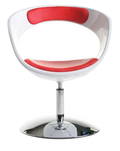 Fauteuil / chaise design rtro blanc et rouge GROOV