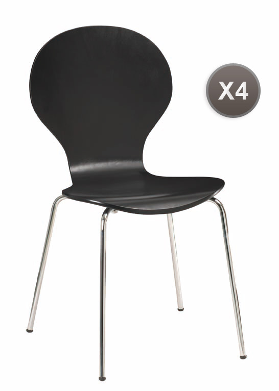 Chaise design bois noir ABIGAIL (lot de 4)