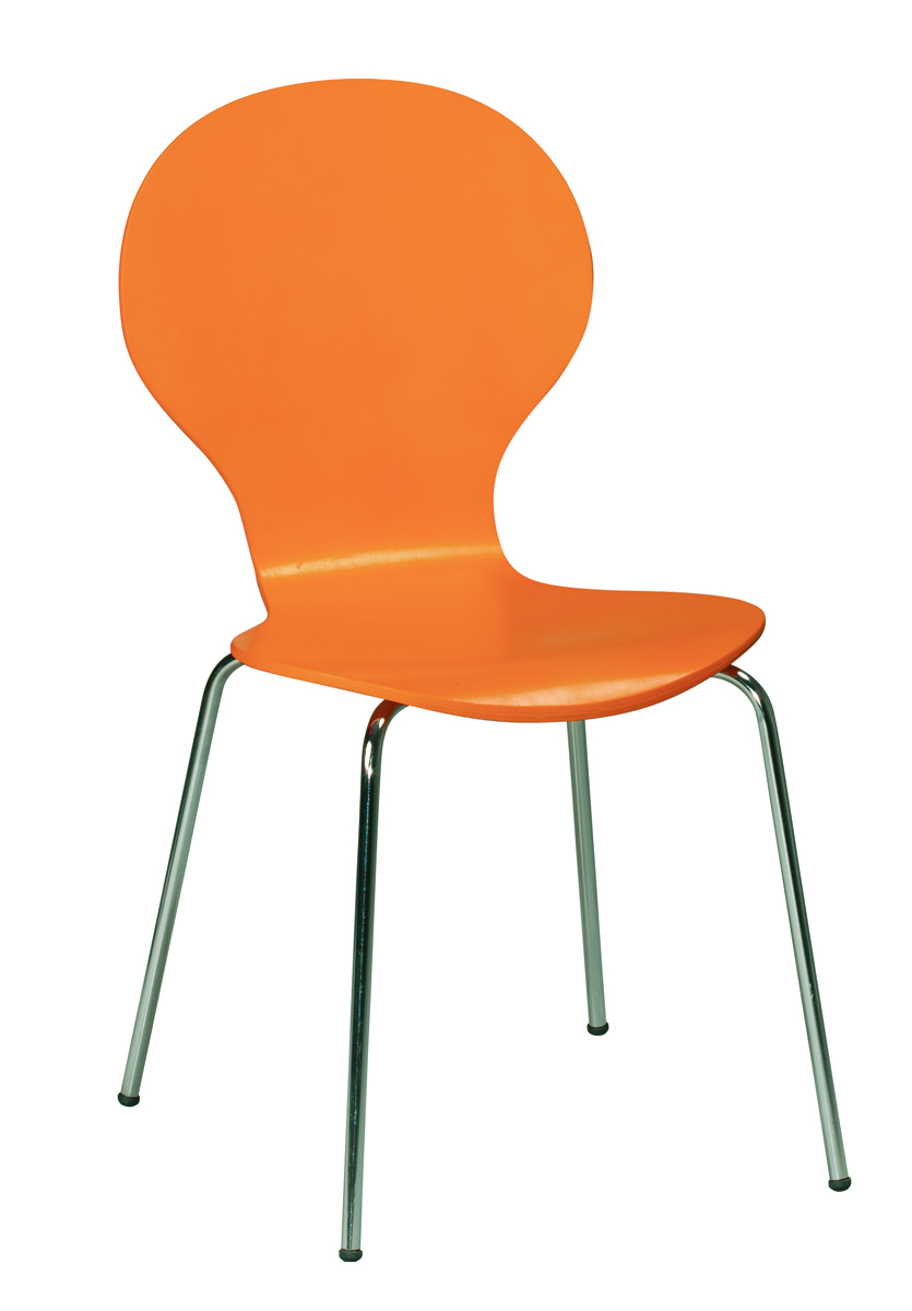 Chaise design bois orange ABIGAIL (lot de 4)