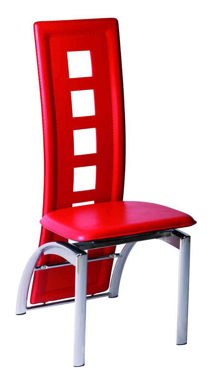 Lot de 4 chaises de cuisine / salle manger rouges