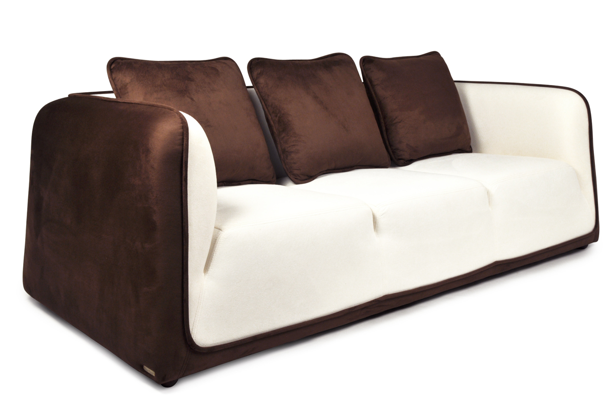 Canap 3 places moderne blanc et chocolat Italia