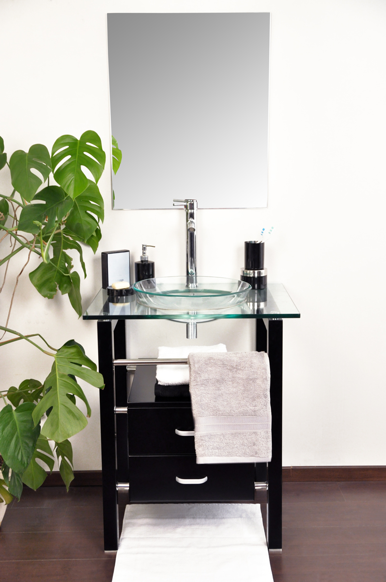 Ensemble de meubles de salle de bain SUNBURY : vasque, meuble sous-vasque et miroir