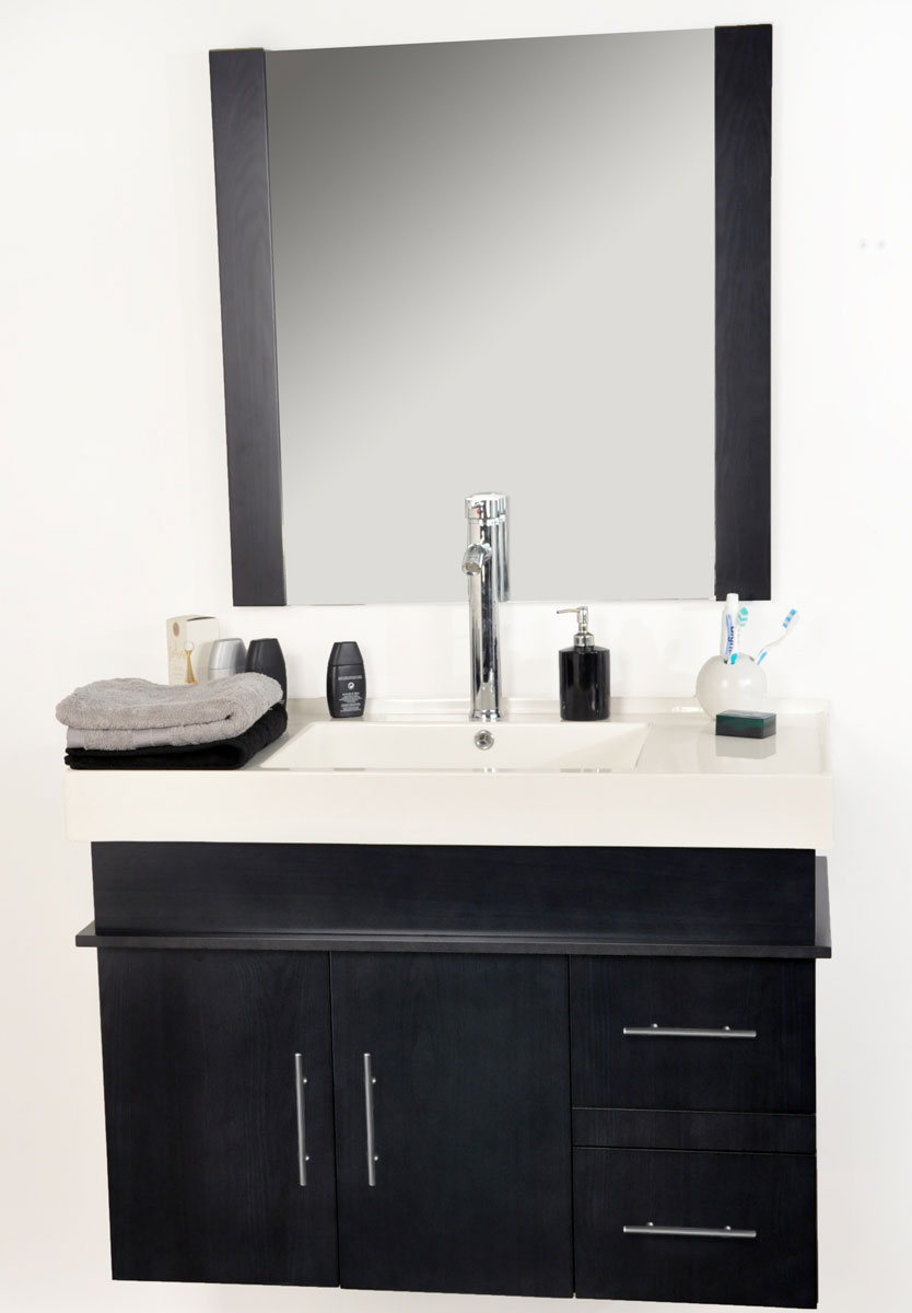 Ensemble de meubles de salle de bain MANDURAH : vasque, meuble sous-vasque et miroir