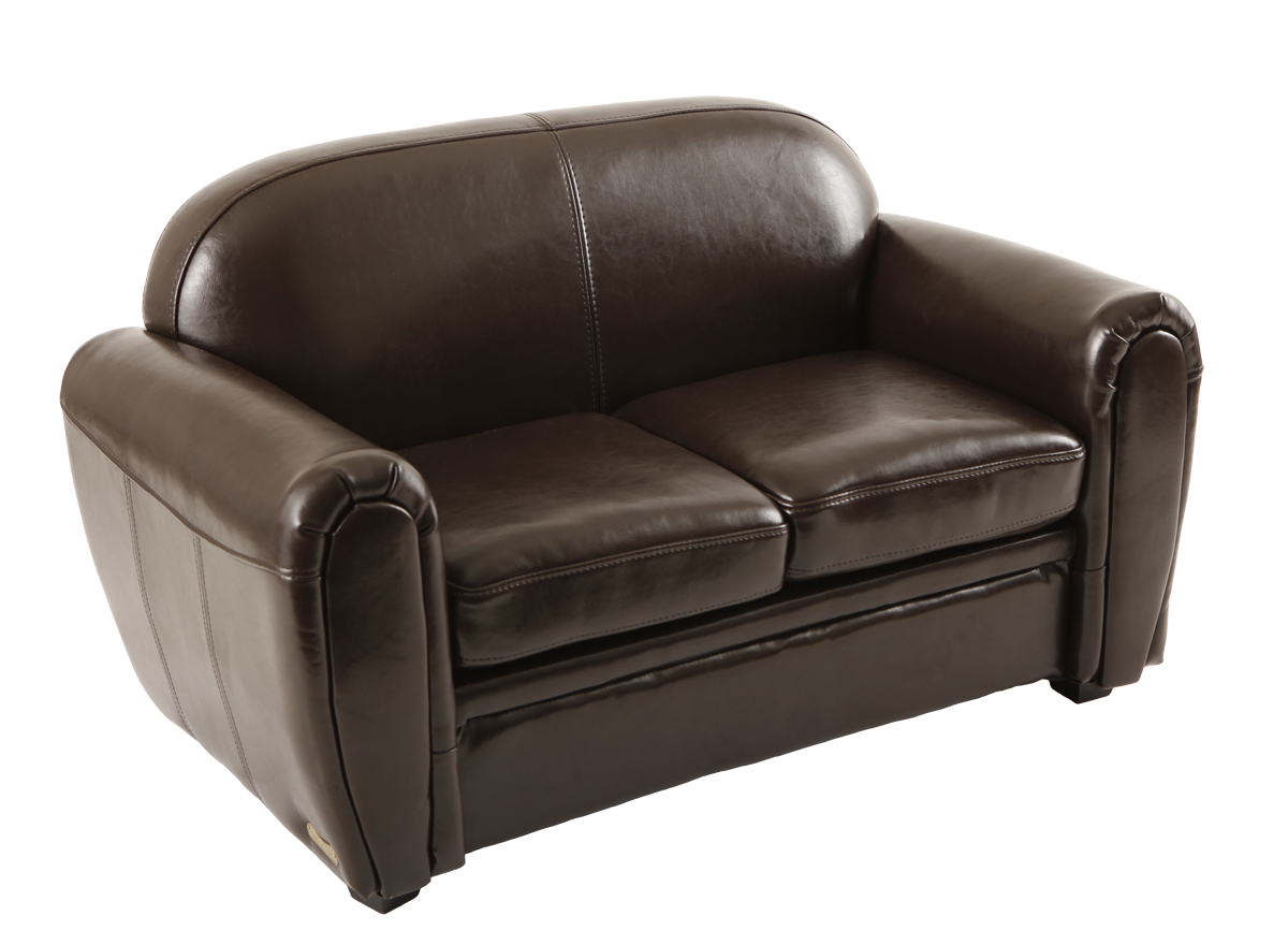 Canap enfant 2 places en cuir marron - BABY CLUB