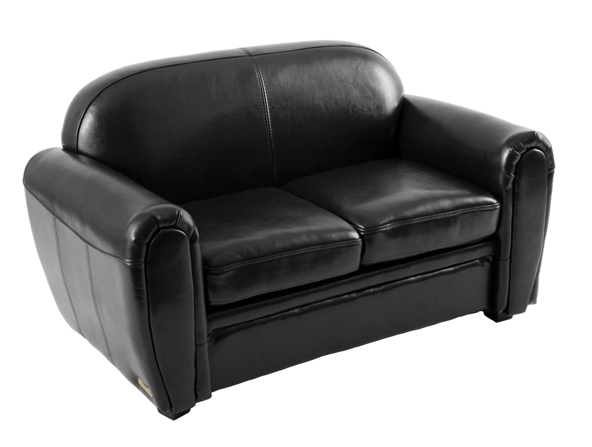 Canap enfant 2 places en cuir noir - BABY CLUB