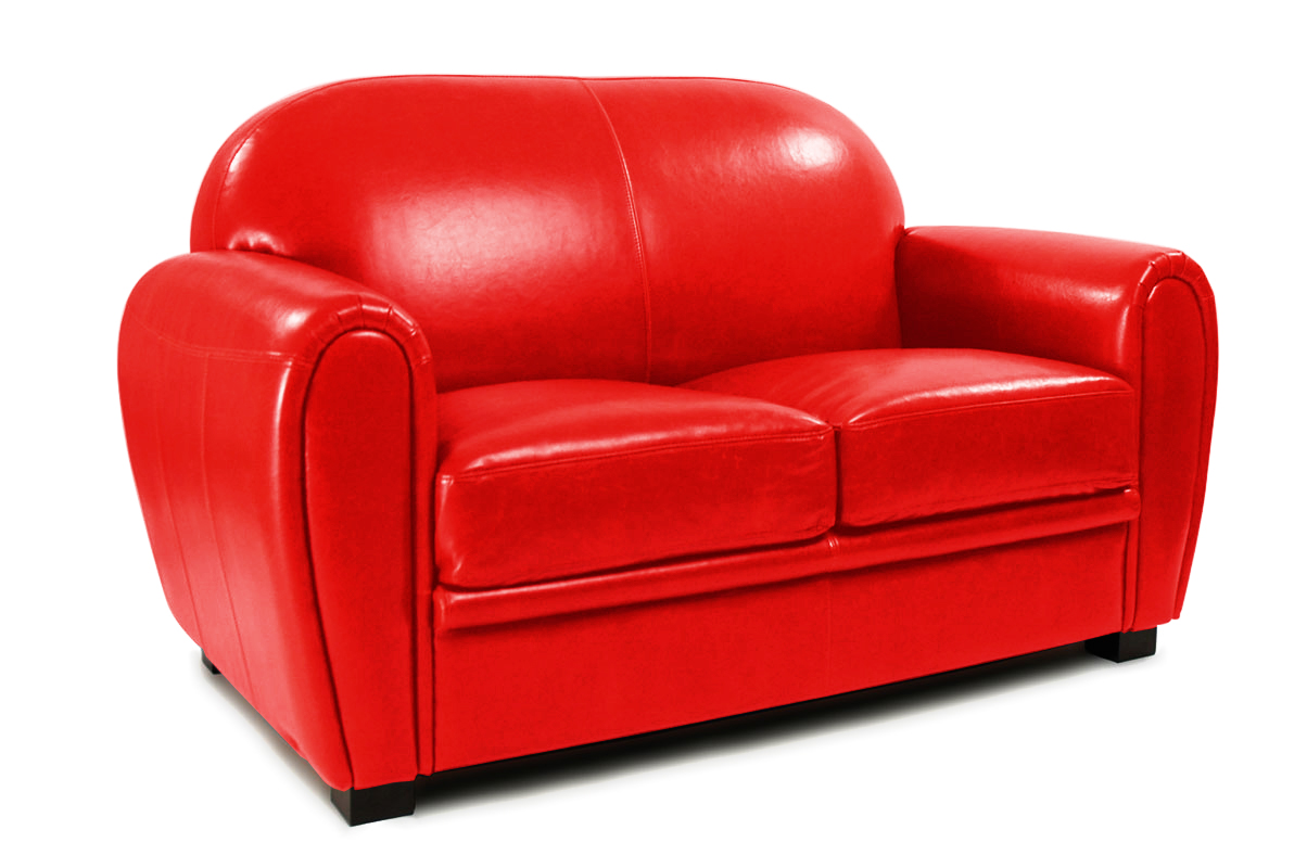 Canap 2 places CLUB rouge - cuir de buffle