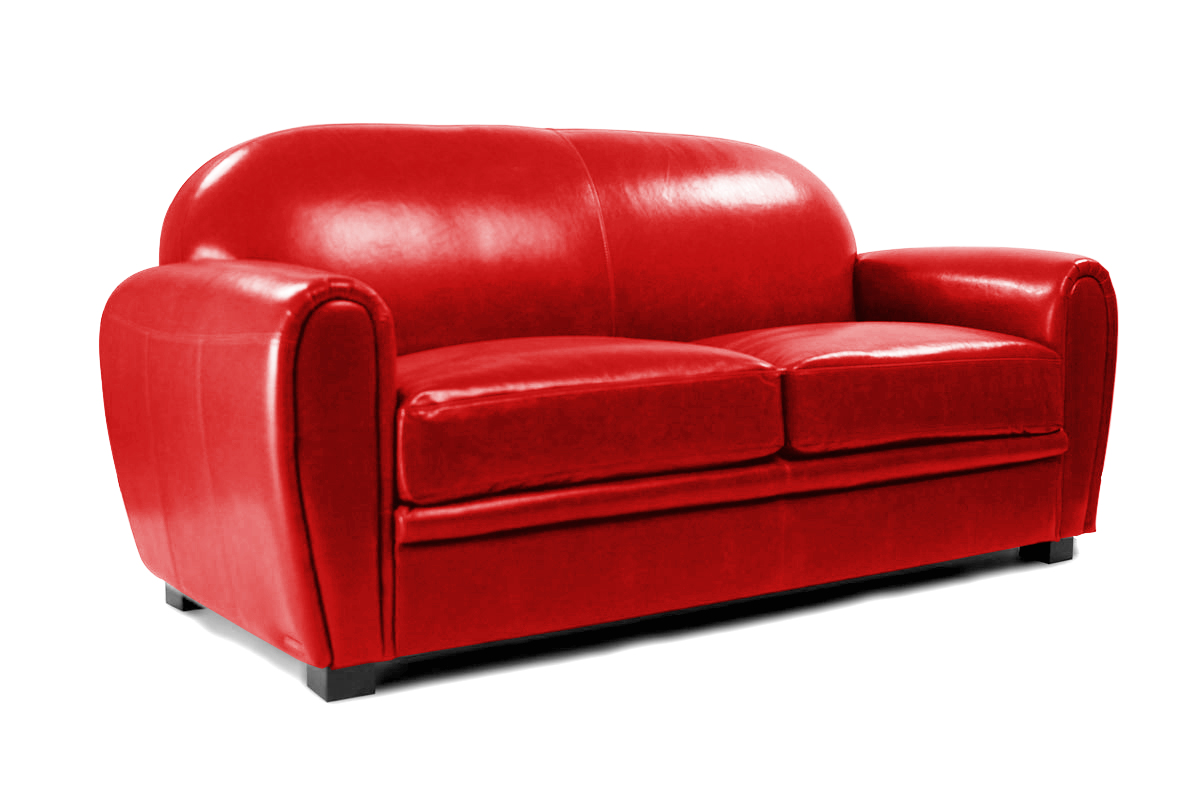 Canap CLUB cuir rouge 3 places - cuir de buffle