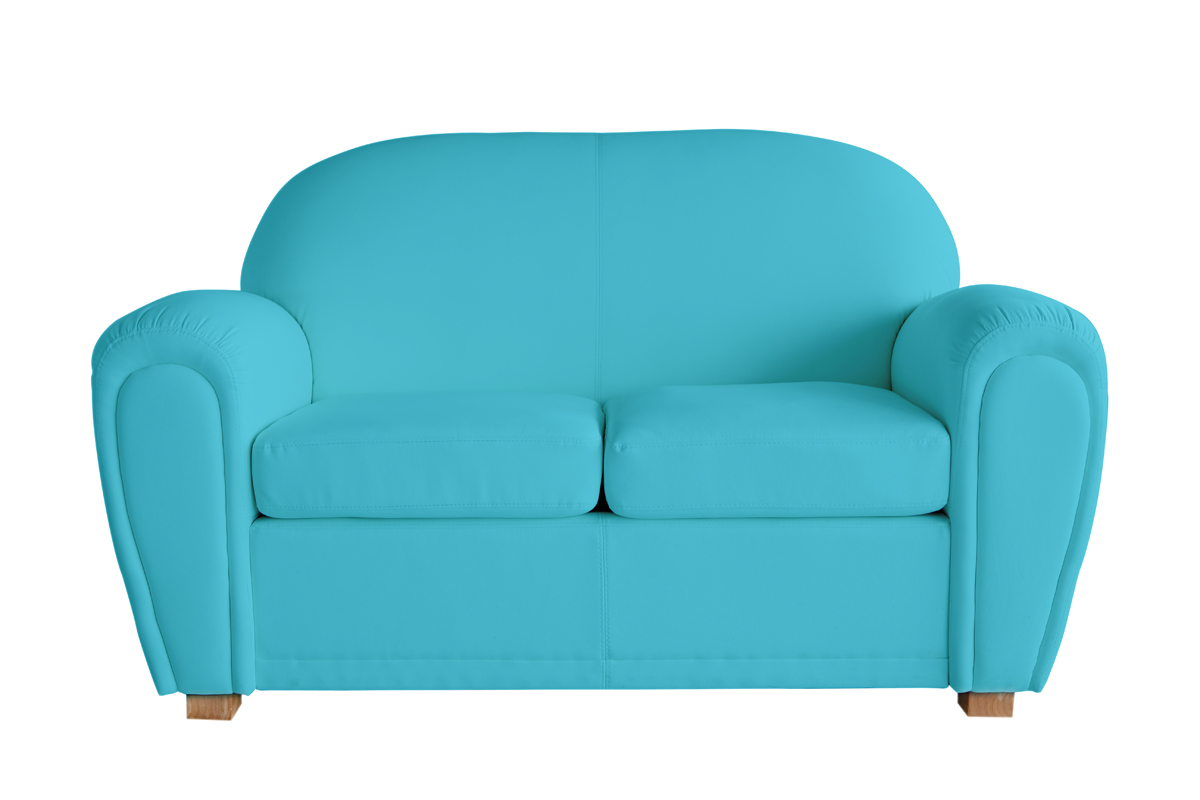 Canap club cuir turquoise 2 places New Club