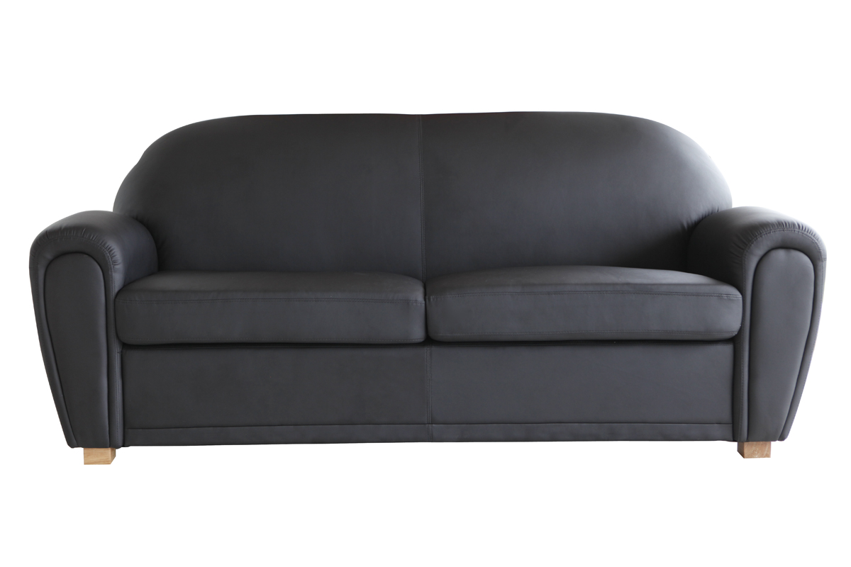 Canap club cuir noir 3 places New Club