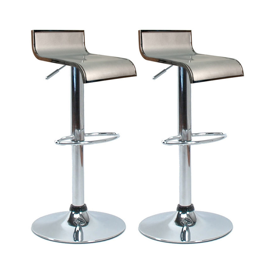 Tabouret de bar / cuisine argent WAVES (lot de 2)