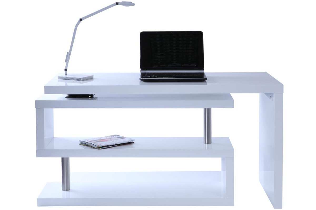 Bureau design blanc laqu amovible MAX