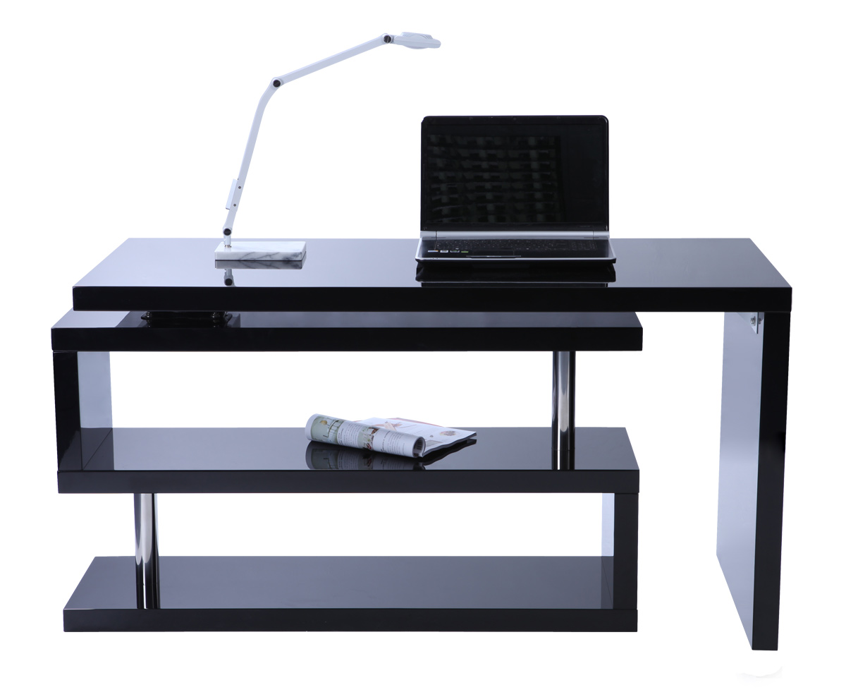 Bureau design noir laqu amovible MAX