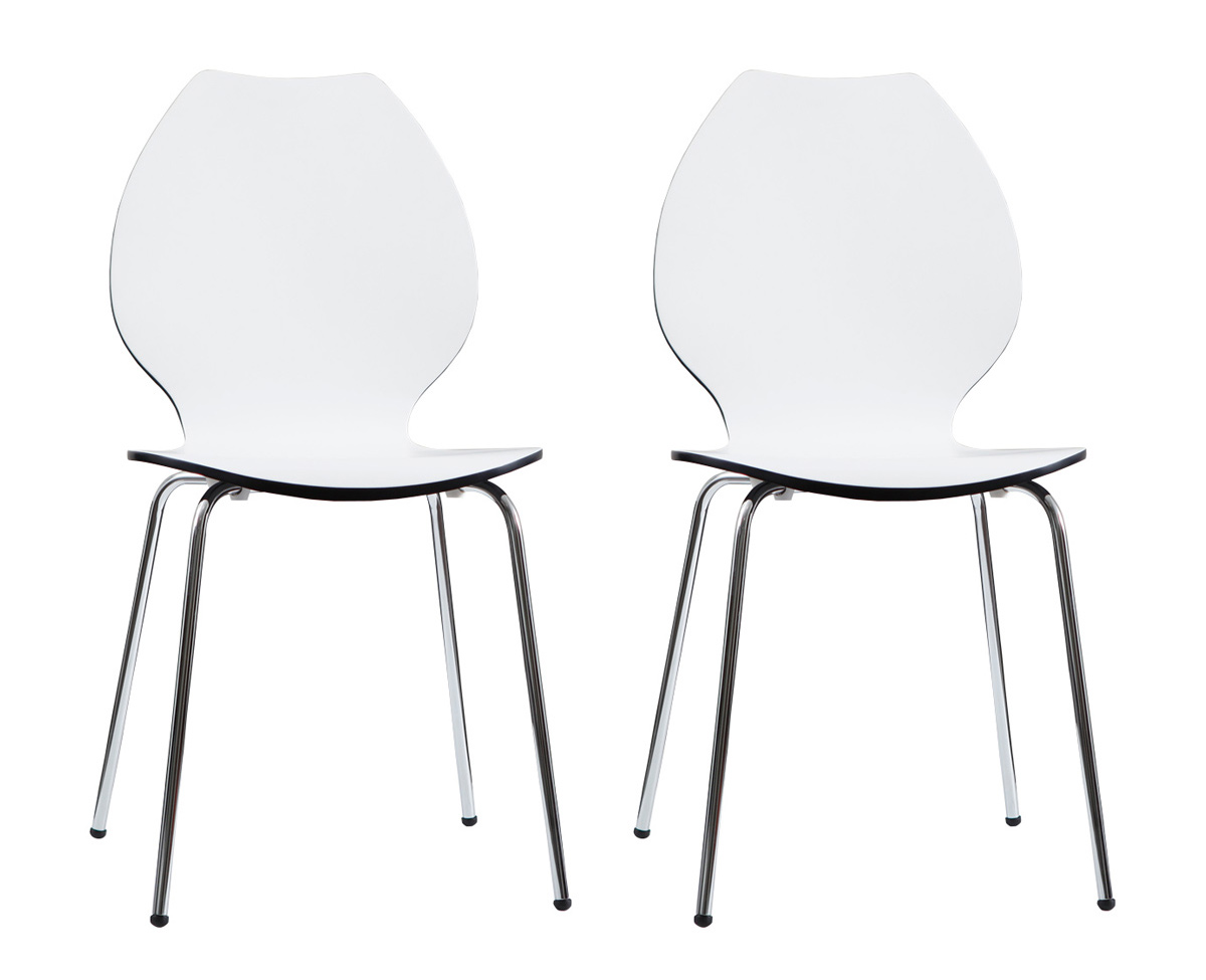 Lot de 2 chaises design cuisine blanches AVA