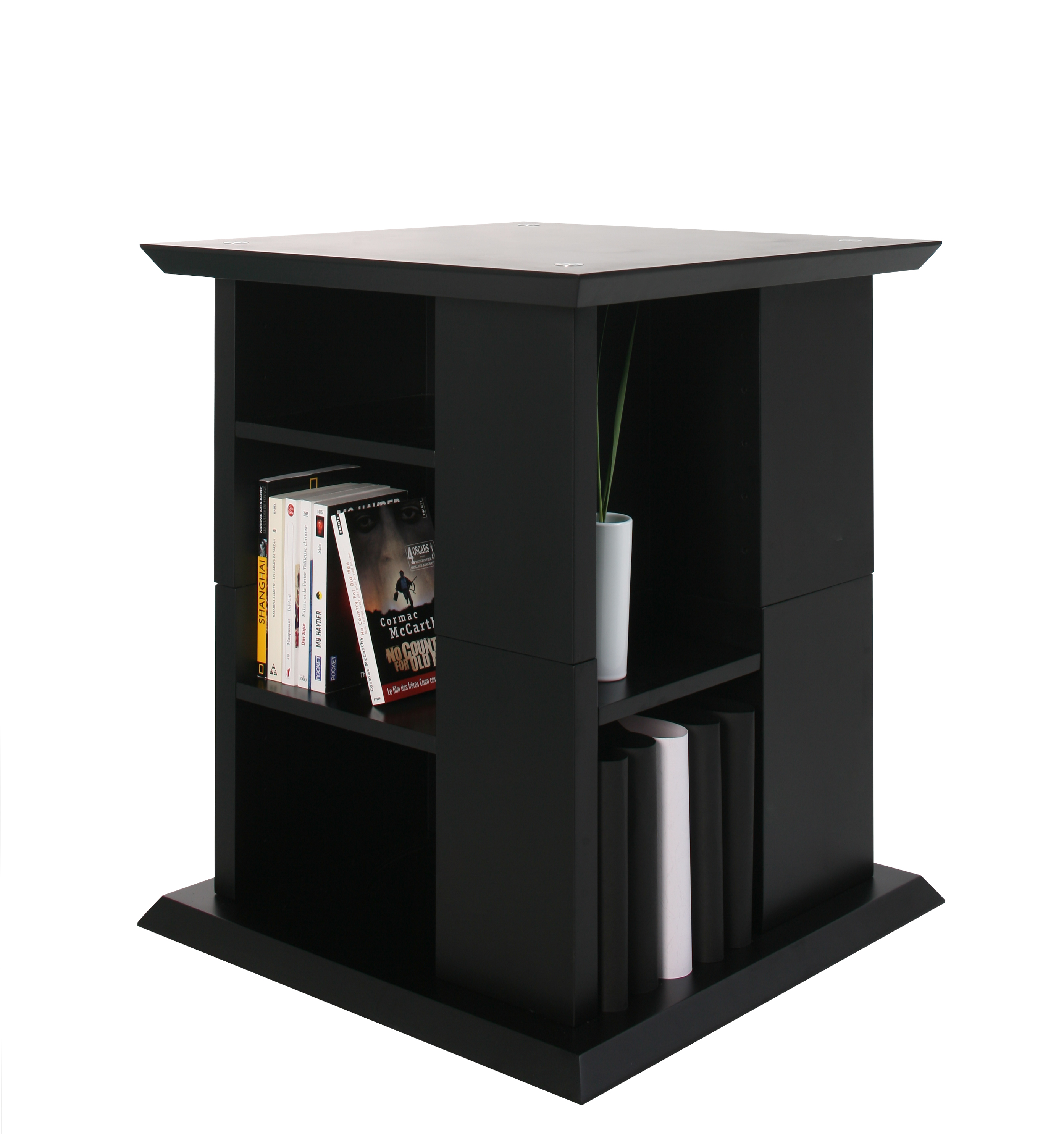 Bibliothque multimdia noire / bout de canap up to
