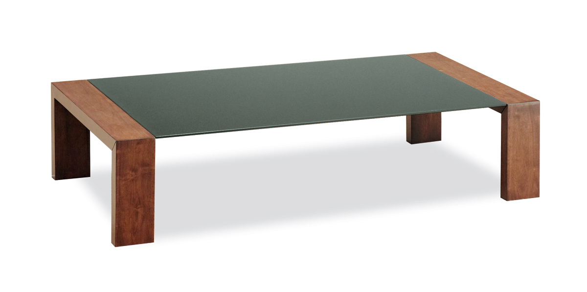 Table basse chocolat en chne et verre NEW CLARKSON