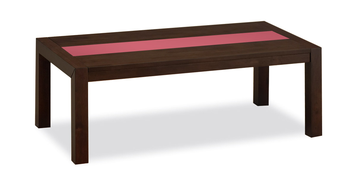 Table basse chne et verre weng verre rouge NORI
