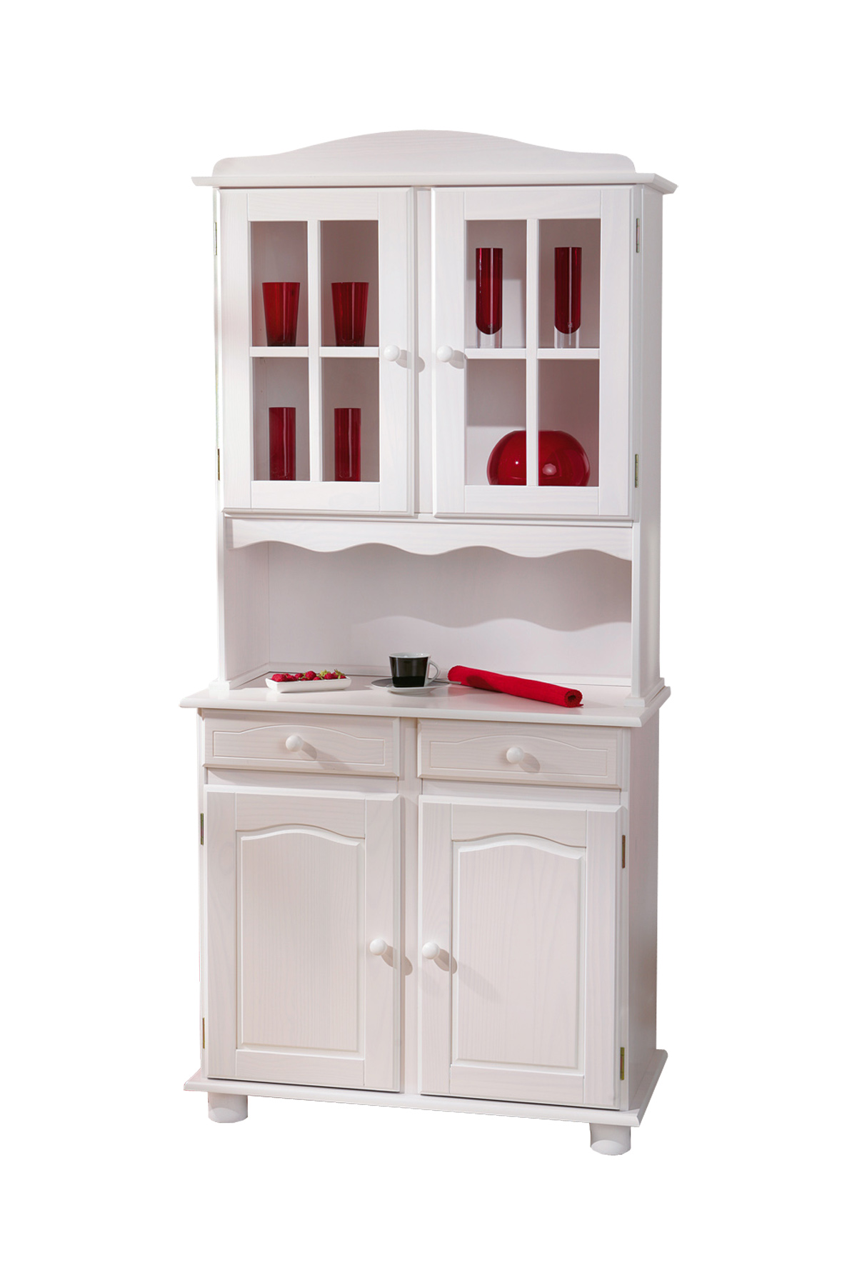 Buffet vaisselier 2 portes pin blanc MILENA