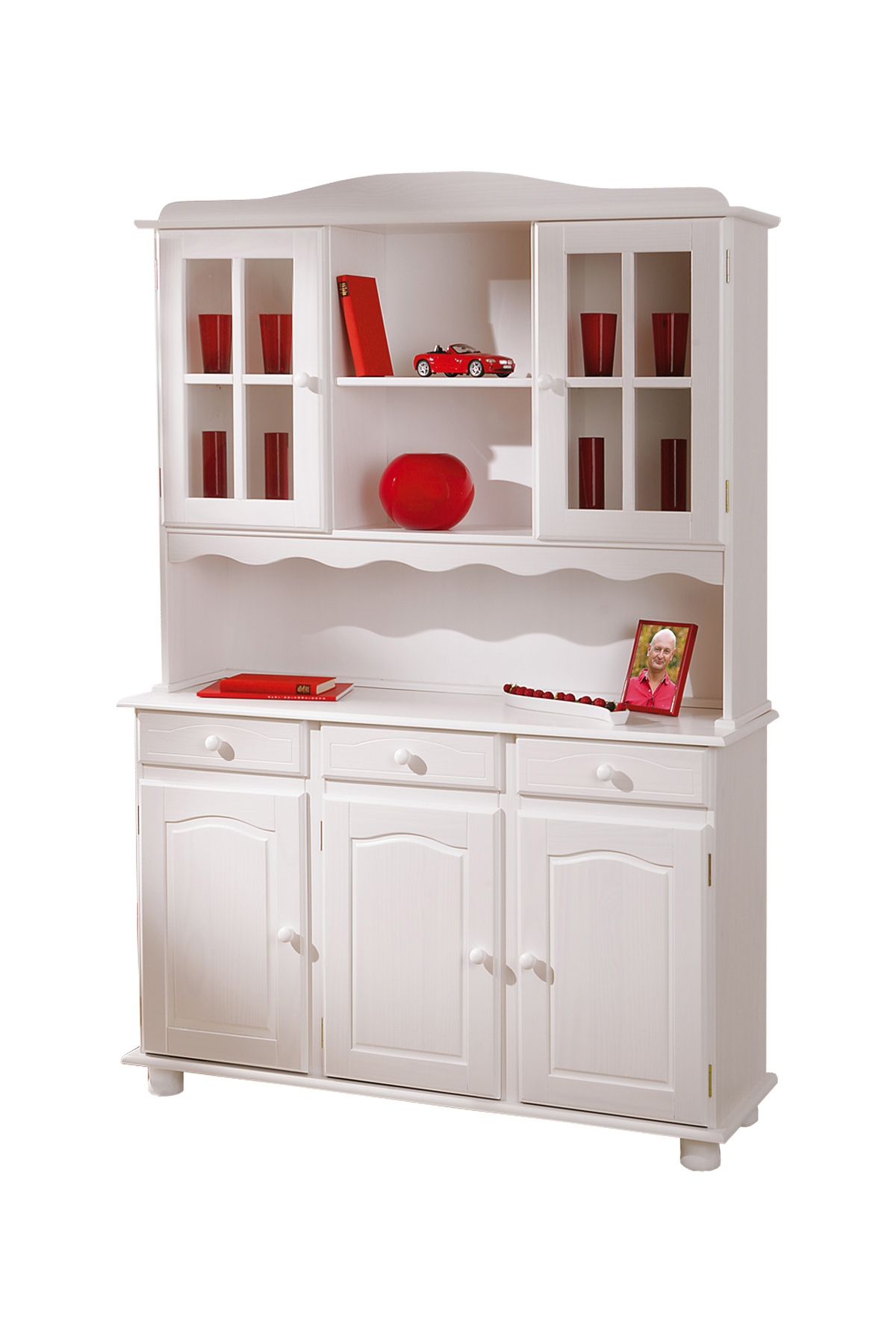 Buffet vaisselier 3 portes pin blanc MADALENA