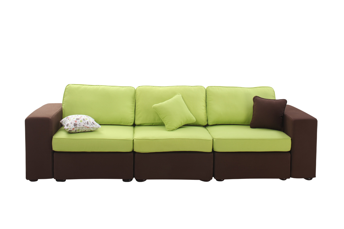 Canap 4/5 places modulable chocolat et vert anis U