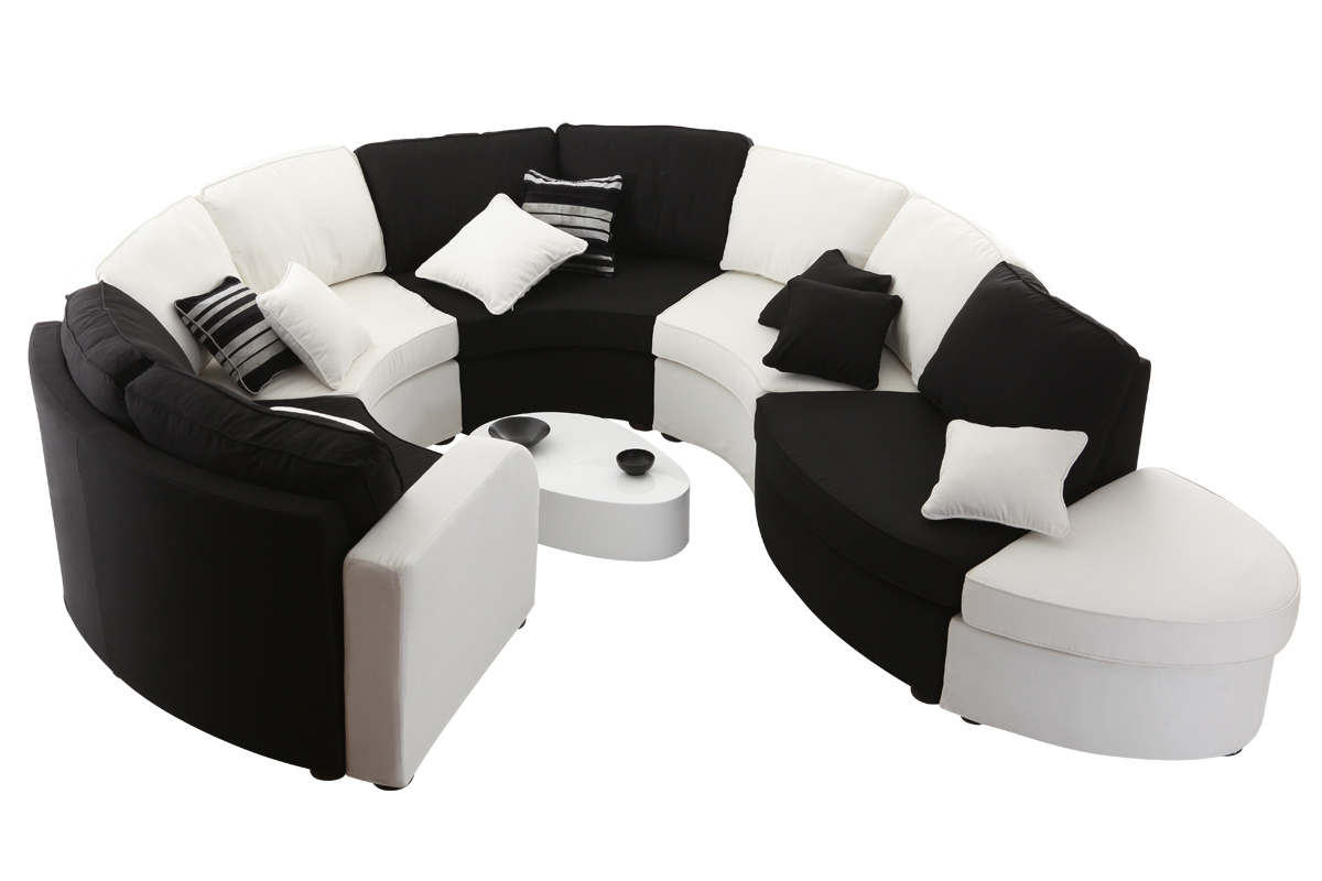 Canap modulable arrondi 10 places noir et blanc up