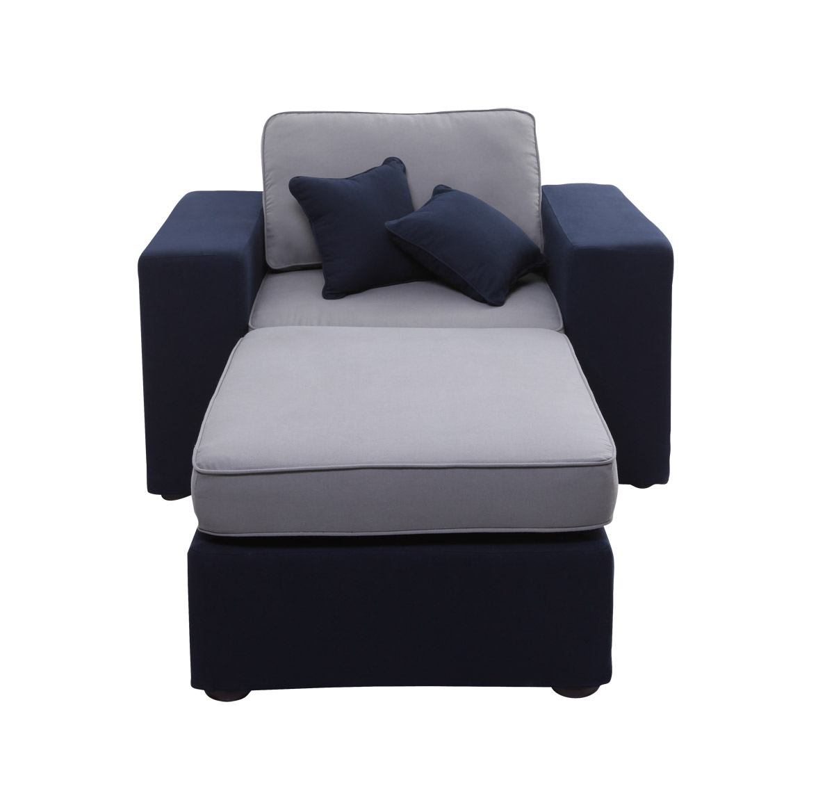 Fauteuil mridienne modulable bleu marine et gris U