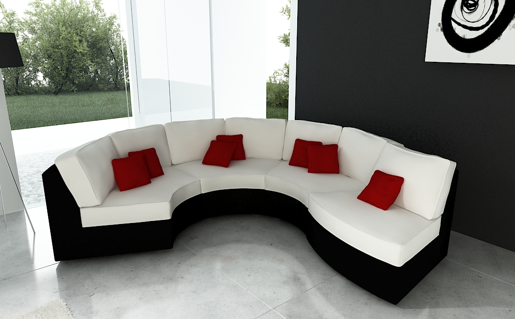 Canap modulable arrondi 5/6 places noir et blanc M