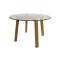 La table ronde  plateau verre DALTON - pieds ch&ecirc;ne malaisien - ch&ecirc;ne clair