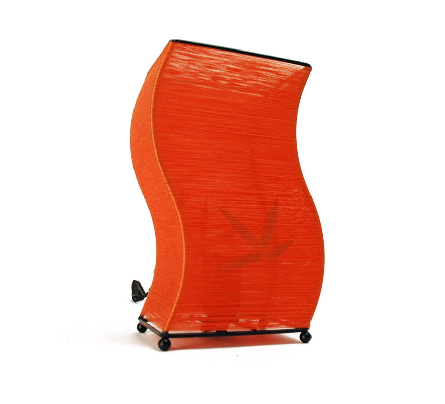 Lampe &agrave; poser feuille de bambou GUILIN - orange image 1