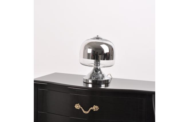 Lampe &agrave; poser MALENA en verre miroir et m&eacute;tal chrom&eacute; 