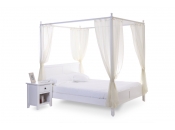 Lit &agrave; baldaquin romantique blanc 2 personnes ARABESQUE