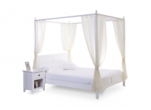 Lit &agrave; baldaquin romantique blanc 2 personnes ARABESQUE