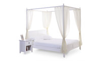 Lit &agrave; baldaquin romantique blanc 2 personnes ARABESQUE