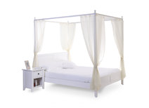 Lit &agrave; baldaquin romantique blanc 2 personnes ARABESQUE