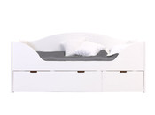 Lit banquette &agrave; tiroirs 90x190 pin laqu&eacute; blanc ISAO
