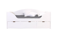 Lit banquette &agrave; tiroirs 90x190 pin laqu&eacute; blanc ISAO