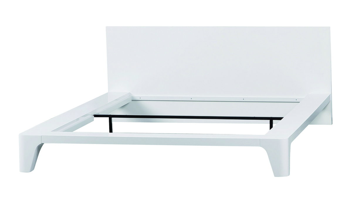 Lit blanc laqu&eacute; moderne 140 cm L&eacute;a