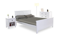 Lit design laqu&eacute; blanc 2 personnes 140x190 HAMPTON