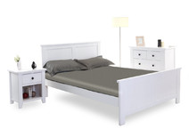 Lit design laqu&eacute; blanc 2 personnes 140x190 HAMPTON
