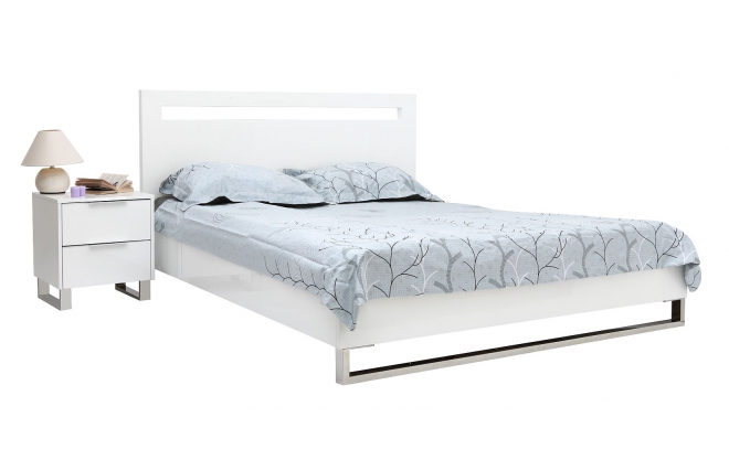 Lit design laqu&eacute; blanc 2 personnes 160x200 HALIFAX