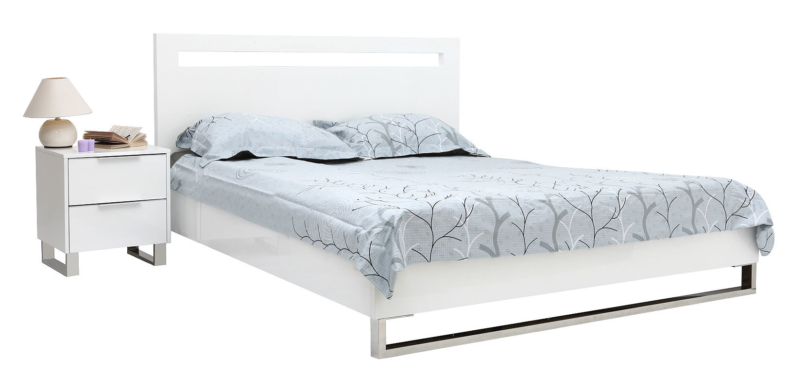 Lit adulte 160*200 design laqu&eacute; blanc Halifax