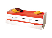 Lit enfant &agrave; tiroirs 90x190 pin massif blanc UPAMA
