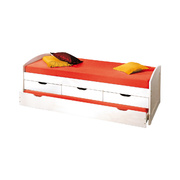 Lit enfant &agrave; tiroirs 90x190 pin massif blanc UPAMA