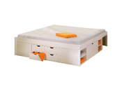 Lit multi-rangements 140x190 blanc TIEGO