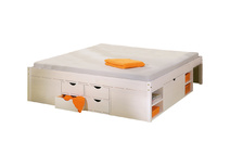 Lit multi-rangements 140x190 blanc TIEGO